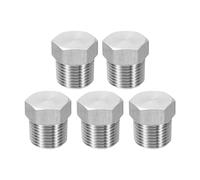 QUARKZMAN 5pcs Bouchon De Tuyau En Acier Inoxydable 304 1/2" PT Filetage Mâle Tête Hexagonale Externe Bouchon Hexagonal Raccord Pour Tube D'Air Eau Huile Gaz