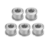 QUARKZMAN 5pcs Boulons De Couronne Simple M8 en Alliage D'Aluminium pour Plateaux De Velo Ecrous Vis pour Velo De Route Et VTT, Argent