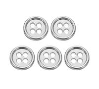 QUARKZMAN 5Pcs Boutons Métalliques 10mm (0.39") 4 Trou Boutons Ronds Alliage Accessoires Couture Pour Vêtements DIY Décoration Artisanale, Blanc