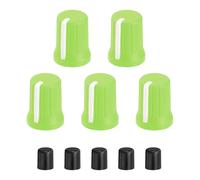 QUARKZMAN 5Pcs Boutons Potentiomètre, Axe En D Remplacement Bouton Commande En Caoutchouc Pour Potentiomètre Capuchon À Tige Pour DJ Controller Mixer Console Encodeur Enceinte (Vert Blanc)