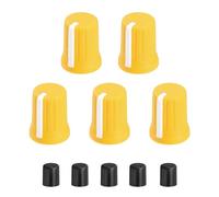 QUARKZMAN 5pcs Boutons Potentiometre, Bouton Commande En Caoutchouc Pour Remplacement D'Axe D, Capuchon Tige Poussee Pour DJ Controller Mixer Console Encodeur Haut-Parleur (Jaune Blanc)