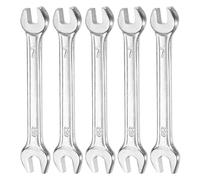 QUARKZMAN 5Pcs Clé à Fourche Double 7mm x 8mm Métrique Clé Plate à Angle Décalé 15 Degrés, Petite Clé Plate Galvanisée, pour Réparation Automobile, Assemblage de Meubles