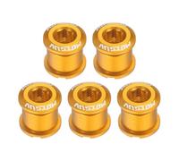 QUARKZMAN 5pcs Double Chain Ring Bolts M8 en Alliage D'Aluminium Ecrous De Pédalier De Vélo Vis De Plateau pour Road Bike Mountain Bike, Jaune