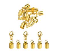 QUARKZMAN 5Pcs Embout de Cordon 6,5 mm ID Fermoir à Griffe de Homard Embouts pour Cordon en Cuir, Pompons, Fabrication de Bijoux 7,5 mm Longueur Or