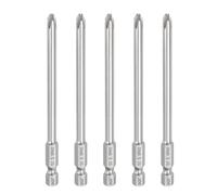 QUARKZMAN 5pcs Embout De Tournevis Phillips PH2 Tige Hexagonale 1/4" Longueur 100mm Tige De 5mm Magnétique Tête Croisée Embout De Perçage Acier S2, Argent