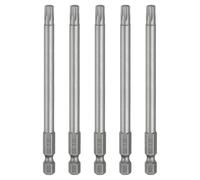QUARKZMAN 5Pcs Embout Tournevis T30 Torx Tige Hexagonale 1/4" Longueur 4" (100mm) Pointe Magnetique Sans Trou Anti-Sabotage 6 Pointes astre Embouts Perceuse Acier S2 Tournevis Industriels