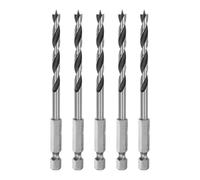 QUARKZMAN 5Pcs Foret Pointe Brad 5mm en Acier à Roulement Tige Hexagonale de 1/4" Forets à Bois Longueur de Travail de 2.01" Outil de Perçage en Spirale pour Bois Tendre Contreplaqué