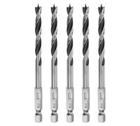 QUARKZMAN 5Pcs Foret Pointe Brad 6mm (15/64") en Acier à Roulement Tige Hexagonale 1/4" Forets à Bois Longueur de Travail 2.13" Outil de Perçage en Spirale pour Bois Tendre Contreplaqué