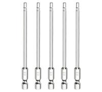 QUARKZMAN 5Pcs H3.0 Embout de Tournevis à Tête Hexagonale 3.0mm Métrique Pointe Plate 1/4" Tige Hexagonale 100mm (4") Long mbout Magnétique Pour Perceuse à Vis, Douille Chromée