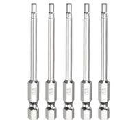 QUARKZMAN 5Pcs H3.0 Embout de Tournevis à Tête Hexagonale 3.0mm Métrique Pointe Plate 1/4" Tige Hexagonale 75mm (3") Long mbout Magnétique Pour Perceuse à Vis, Douille Chromée