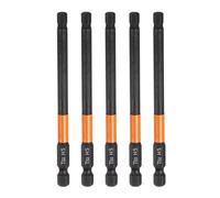 QUARKZMAN 5Pcs H5 Embout de Tournevis Hexagonal 5mm Métrique Pointe Plate 1/4" Tige Hexagonale 100mm (4") Longueur Magnétique Phosphate Noir Embouts de Tournevis à Six Pans Creux