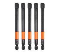 QUARKZMAN 5Pcs H8 Embout de Tournevis Hexagonal 8mm Métrique Pointe Plate 1/4" Tige Hexagonale 100mm (4") Longueur Magnétique Phosphate Noir Embouts de Tournevis à Six Pans Creux