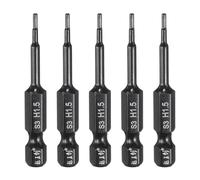 QUARKZMAN 5pcs Hex Head Wrench Drill Bit 1.5mm(H1.5) Métrique 1/4" Hex Shank 2"(50mm) Longueur Acier S3 Magnétique Impact Drivers Screwdriver Bit Grade Industriel Hexagon Electric Drill Bits
