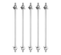 QUARKZMAN 5Pcs M4x140mm 304 Acier Inoxydable Double Extrémité Filetée Tige Boulon Avec Ecrous, Rondelles Plates Carrées & Rondelles Ressort Pour Maison Maintenance, Ton Argenté
