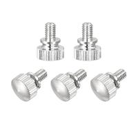 QUARKZMAN 5Pcs M4X6mm Vis à Oreilles Moletées, Boulons à Épaulement en Laiton Nickelé Poignées de Serrage Fixations pour Électronique, Mécanique, Nickel Blanc
