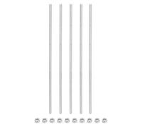 QUARKZMAN 5Pcs M5 x 350mm Tige Filetée Entièrement avec 10 Pcs Écrous Hexagonaux, 0.8mm Pas de Filetage en Acier Inoxydable 304 Filetées à Droite, Goujons de Barre pour Bricolage