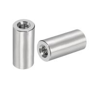 QUARKZMAN 5pcs M6 Rond Connecteur Écrous, 304 Inox Acier Accouplement Écrou 25mm/0.98" Longueur Manchon Tige Barre Goujon Écrou pour Support, M6x25x12mm