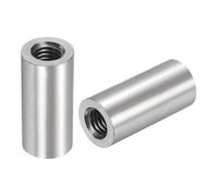 QUARKZMAN 5pcs M8 Rond Connecteur Écrous, 304 Inox Acier Accouplement Écrou 30mm/1.18" Longueur Manchon Tige Barre Goujon Écrou pour Support, M8x30x14mm