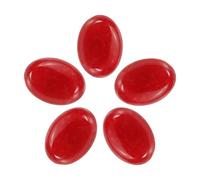 QUARKZMAN 5Pcs Pierre Ovale Plate, 13 x 18mm Pierre Naturelle Ovale Plate gemme Pierre Naturelle Pour Fabrication De Bijoux DIY Projet Artistique, Red Jade