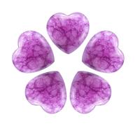 QUARKZMAN 5Pcs Pierres de Cœur Naturelles en Quartz Violet, Cadeaux de Pierres de Souci en Forme de Cœur pour Équilibrer Les Soucis et la Méditation, Soulager Le Stress, Violet Clair
