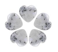 QUARKZMAN 5Pcs Pierres de Cœur Naturelles en Quartz Violet, Cadeaux de Pierres de Souci en Forme de Cœur pour Équilibrer Les Soucis et la Méditation, Soulager Le Stress, Agate Grise