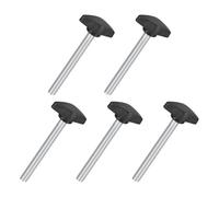 QUARKZMAN 5Pcs Poignées En T Ailetées, Vis À Main M8 x 80mm Poignée À Clampage Filetage Mâle Acier Au Carbone Vis À Main En T Diamètre 36mm Pour Remplacement De Poignée, Noir