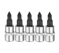 QUARKZMAN 5pcs PZ1 Douille À Embout 1/4" Carré Phillips À Fente Extension Impact Embout Power Nut Driver Set S2 & CR-V Acier Douille Cliquet Embouts, Argent Noir