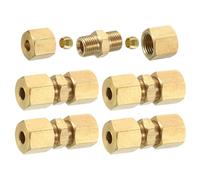 QUARKZMAN 5Pcs Raccord à Compression en Laiton, Connecteur pour Tube OD 5mm, Connecteurs Union à Compression Filetés NPT & Manchons de Compression Viroles, Coupleur Droit en Laiton