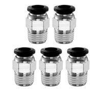 QUARKZMAN 5pcs Raccord à Encliquetage 8mm Tube OD x 1/4" NPT Filetage Mâle Droit Raccord Rapide pour Tuyau D'air en Cuivre pour Système D'air Industriel PC8-N02, Noir