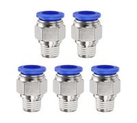QUARKZMAN 5pcs Raccord à Pousser pour Connecter Tube OD 12mm x Filetage NPT 1/4" Mâle Droit Connecteur Rapide pour Ligne D'air en Cuivre pour Système D'air Industriel PC12-N02, Bleu