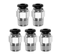 QUARKZMAN 5pcs Raccord à Pousser pour Connexion Tube OD 4mm x Filetage Mâle 1/8" NPT Connecteur Rapide Droit pour Tuyau D'air en Cuivre pour Système D'air Industriel PC4-N01, Noir