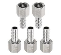 QUARKZMAN 5pcs Raccord Barbelé en Acier Inoxydable 1/4" NPT Femelle pour 3/8" ID De Tuyau pour Raccordement De Tuyau Domestique Connecteur Fileté Direct Construction Durable