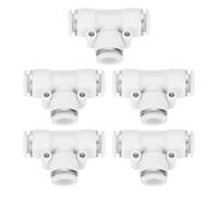 QUARKZMAN 5Pcs Raccords À Pression 1/2 Pouce Tube OD T Shape Tee Plastique Raccord Rapide Pour Air Pneumatique Kit Réduction 3 Voies Connecteur À Verrouillage Par Pression, Blanc