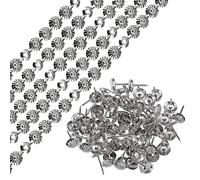 QUARKZMAN 5pcs Rembourrage Pointes Bandes, 1Mètre Fleur Décoratif Clou Garnitures pour Canapé Tête Lit Chaise Meuble avec Rembourrage Clous (11mm Argent)