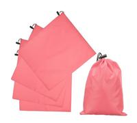 QUARKZMAN 5Pcs Sac À Cordon 210D Polyester Avec Bouton, 14 x 16 Pouces Sac De Voyage Imperméable Pliable Pour Organisateur De Vêtements De Gym Et Voyage, Rose