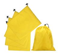 QUARKZMAN 5Pcs Sac À Cordon En Polyester 210D Avec Boulon, 10 x 12 Pouce Sac De Rangement De Voyage Imperméable Pliable Pour Organisateur De Vêtements De Voyage Et Gym, Jaune