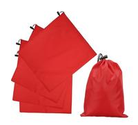 QUARKZMAN 5Pcs Sac À Cordon En Polyester 210D Avec Bouton, 14 x 16 Pouce Sac De Stockage De Voyage Imperméable Pliable Pour Organisation De Vêtements De Voyage Et De Gym, Rouge