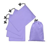 QUARKZMAN 5Pcs Sac À Cordon En Polyester 210D Avec Fermeture, 6 x 8 Pouces Sac De Rangement De Voyage Imperméable Pliable Pour Organisation De Vêtements De Voyage Et De Gym, Lilas Clair