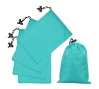 QUARKZMAN 5Pcs Sac À Cordon En Polyester 210D Avec Fermeture, 6 x 8 Pouces Sac De Voyage Imperméable Et Pliable Pour Organisation De Vêtements, Bleu Azur