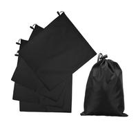 QUARKZMAN 5Pcs Sac À Cordon En Polyester 210D Avec Fermoir, 14 x 16 Pouce Sac De Rangement De Voyage Imperméable Pliable Pour Organisation De Vêtements De Voyage Et Gym, Noir