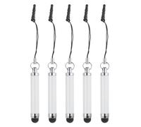 QUARKZMAN 5Pcs Stylo à Stylet Métallique Rétractable en Alliage d'Aluminium Mini Stylets Capacitifs pour Tous Les Appareils à Écran Tactile Universels, Blanc