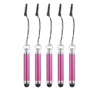 QUARKZMAN 5Pcs Stylo à Stylet Métallique Rétractable Rouge Rose | en Alliage d'Aluminium, Mini Stylets Capacitifs pour Tous les Appareils à Écran Tactile Universels