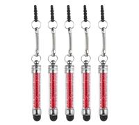 QUARKZMAN 5Pcs Stylo à Stylet pour Écrans Tactiles Mini Stylos Capacitifs en Cristal de Diamant pour Tous Les Appareils à Écran Tactile Universels, Rouge