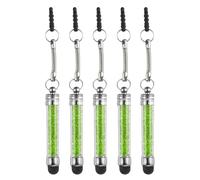QUARKZMAN 5Pcs Stylo à Stylet pour Écrans Tactiles Mini Stylos Capacitifs en Cristal de Diamant pour Tous Les Appareils à Écran Tactile Universels, Vert