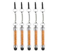 QUARKZMAN 5Pcs Stylo à Stylet pour Écrans Tactiles Mini Stylos Capacitifs en Cristal de Diamant pour Tous Les Appareils à Écran Tactile Universels, Orange