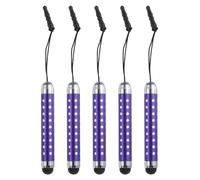 QUARKZMAN 5Pcs Stylo à Stylet pour Écrans Tactiles Rétractable Mini Stylo Capacitif en Diamant Strass pour Tous Les Appareils à Écran Tactile Universels, Violet