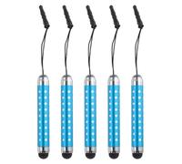 QUARKZMAN 5Pcs Stylo à Stylet pour Écrans Tactiles Rétractable Mini Stylos Capacitifs en Diamant Strass pour Tous Les Appareils à Écran Tactile Universels, Bleu Clair