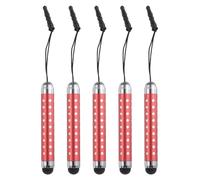 QUARKZMAN 5Pcs Stylo à Stylet pour Écrans Tactiles Rétractable Rouge | Mini Stylo Capacitif en Diamant Strass, pour Tous les Appareils à Écran Tactile Universels