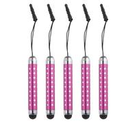 QUARKZMAN 5Pcs Stylo à Stylet pour Écrans Tactiles Rétractable Rouge Rose | Mini Stylos Capacitifs en Diamant Strass pour Tous les Appareils à Écran Tactile Universels