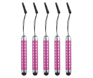 QUARKZMAN 5Pcs Stylo à Stylet pour Écrans Tactiles Rétractable Rouge Rose | Mini Stylos Capacitifs en Diamant Strass pour Tous les Appareils à Écran Tactile Universels